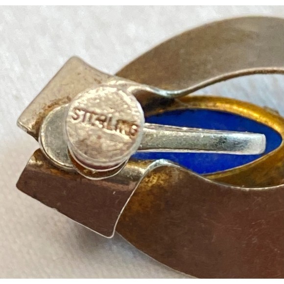 Sterling Silver Earrings Central Clear Blue Faceted Marquise Stone - Picture 9 of 11